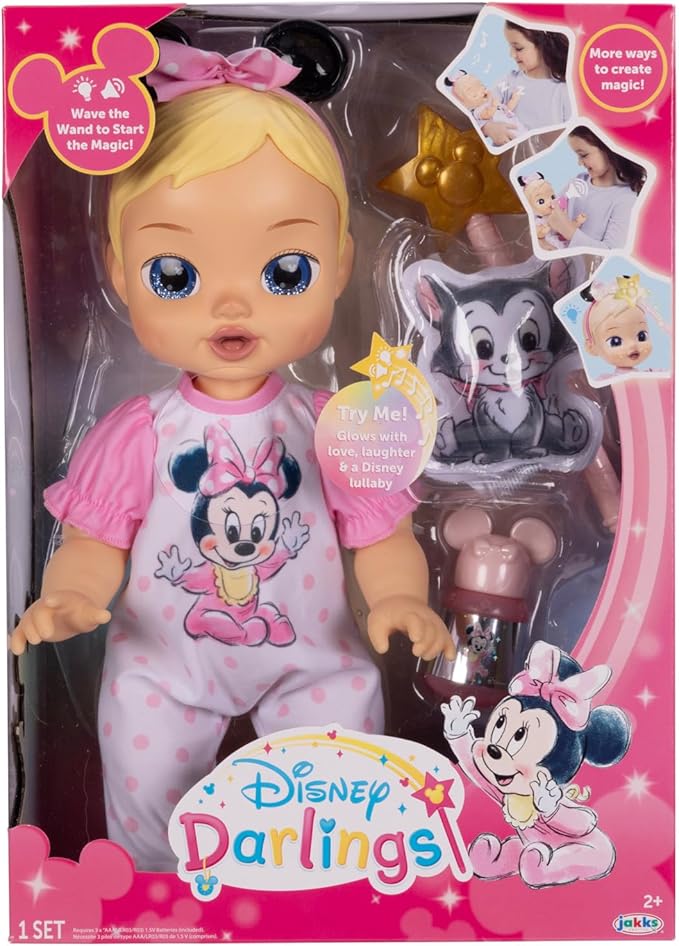 13-Inch Interactive Baby Doll – Magical Lights, Sounds, Music & Wand – Minnie-Inspired Nurturing Doll with Accessories – Multiple Skin Tones, Eye Colors – Ages 2 and Up