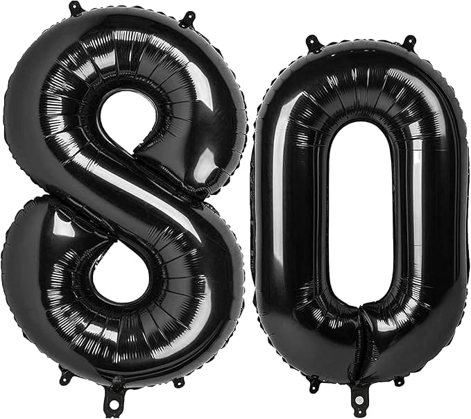 40 Inch Black Number 80 Digital Balloon,Jumbo Mylar Foil Helium Balloon for 80 Balloons for Birthday Party,Wedding Anniversary Party Decorations