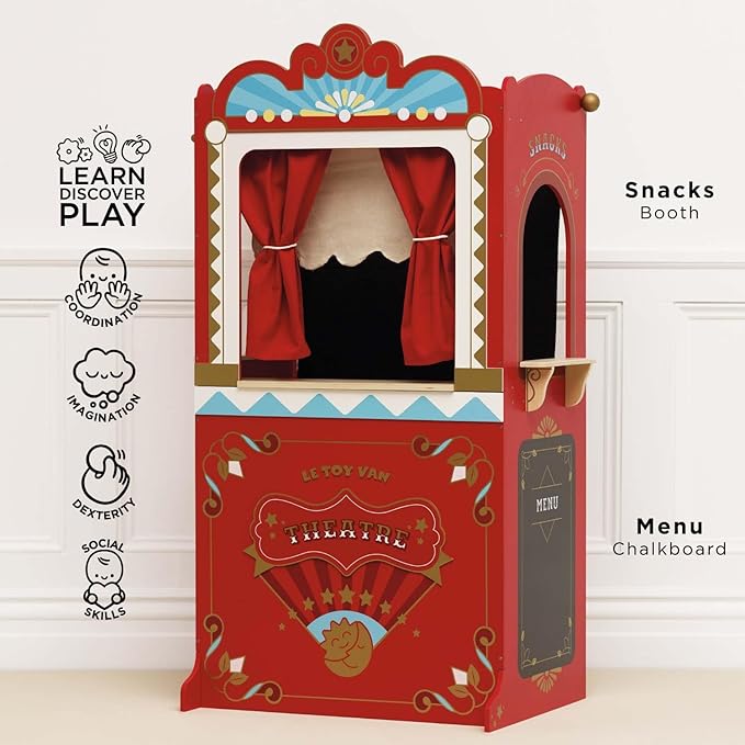 Le Toy Van - Wooden Educational Puppet Theatre | Kids Role Play Toy | Great As A Gift - Suitable for 3 Years + (TV333)