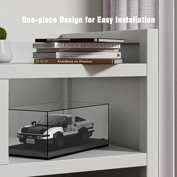 Model Car Display Case, Acrylic Showcase for Speed Champion, Parking Garage Compatible Toy Models Blocks, Dustproof with Light (7.6 x 3.7 x 3.3 Inches, Case Only)