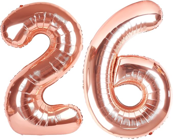 40 Inch Rose Gold Balloon Number 26 Balloon,Jumbo Mylar Foil Helium Balloon for 26 Digital Balloons for Birthday Party,Wedding Anniversary Party Decorations