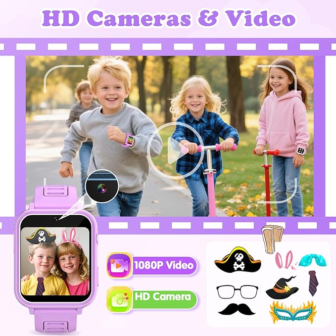 Smart Watch for Kids Girls Gift Age 3-12 with 39 Games Alarm Clock Camera Video Music Player Pedometer Flashlight 12/24 hr HD Touch Screen Kids Smart Watch Birthday Toys for 4 5 6 7 8 9 10 Year Olds