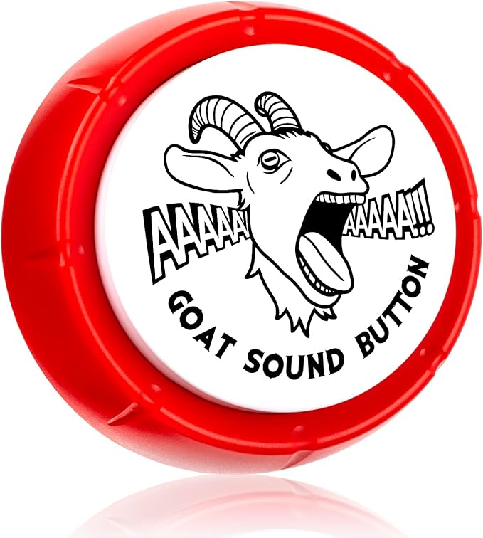 FunisFun Goat Desk Toy with Goat Squeak, Funny Button with Sheep Sound for White Elephant Gag Gifts Men Women Office Gifts for Dad from Daughter Son, Novelty Toys for Playing Jokes