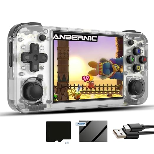 RG35XX H Linux Retro Handheld Game Console 35xx H with a 64G Card Pre-Loaded 5570 Games,RG35XXH 3.5'' IPS Screen Supports 5G WiFi Bluetooth HDMI and TV Output