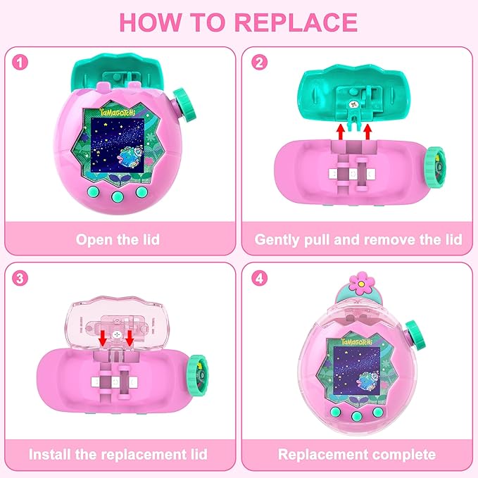 for Tamagotchi Paradise Clear Case and Replacement Lid Set, Ideal for DIY Fans, Collectors and Display, for Paradise Tamagotchi Accessories, with Lanyard (No Device/Film)