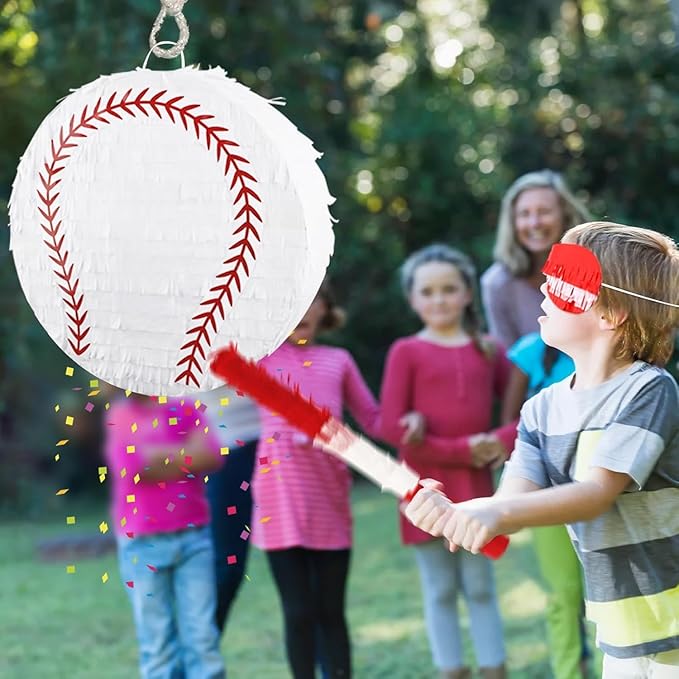 Baseball Pinata Sport Pinata with Stick & Blindfold Large Funny Pinatas for Baseball Party Decorations Sport Themed Birthday Party Supplies Family Games