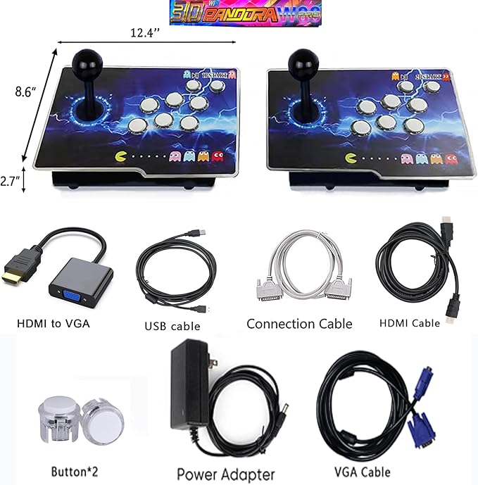 RegiisJoy 24800 in 1 Arcade Game Console Pandoras W88 Pro WiFi Function Game Machine for PC & Projector & TV, 2-4 Players, 1280X720, 3D Games, Search/Hide/Save/Load/Pause Games, Favorite List