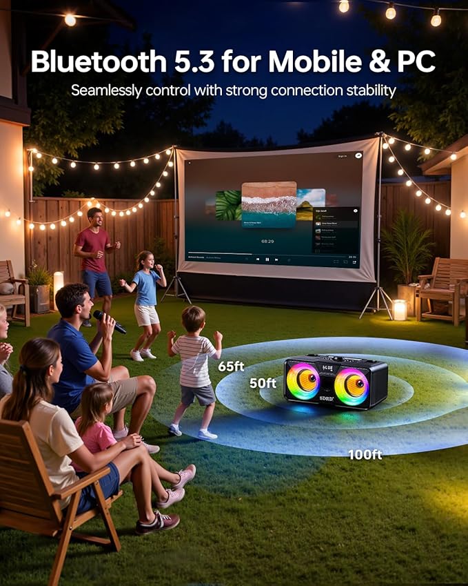 217 Bluetooth Karaoke Machine for Adult Kid with Storage and Charging Station, Powerful Karaoke System, 12H Playtime, Rechargeable Wirless Microphone, Support USB/AUX Indoor Outdoor