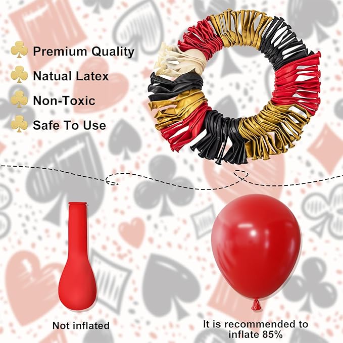 144PCS Dice Favor Boxes Casino Theme Party Decorations , Casino Balloon Arch Garland Kit Red Black Gold Dice Crown Poker Foil Balloons for Poker Las Vegas Game Night Casino Party Supplies
