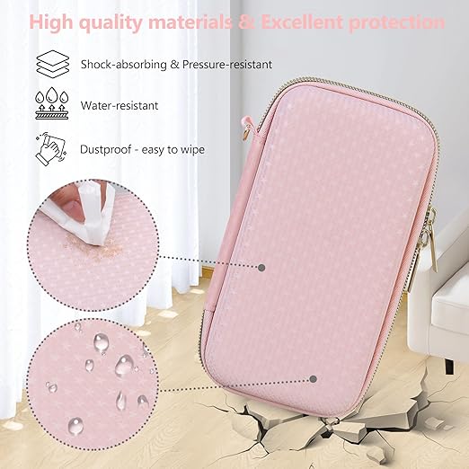 Supmay Carrying Case Compatible with WELLST·G Handheld Game for Kids -Preloaded 220 Retro Video Games, Portable Gaming Player Storage Holder Travel Bag with Mesh Pocket for USB Cable, Pink