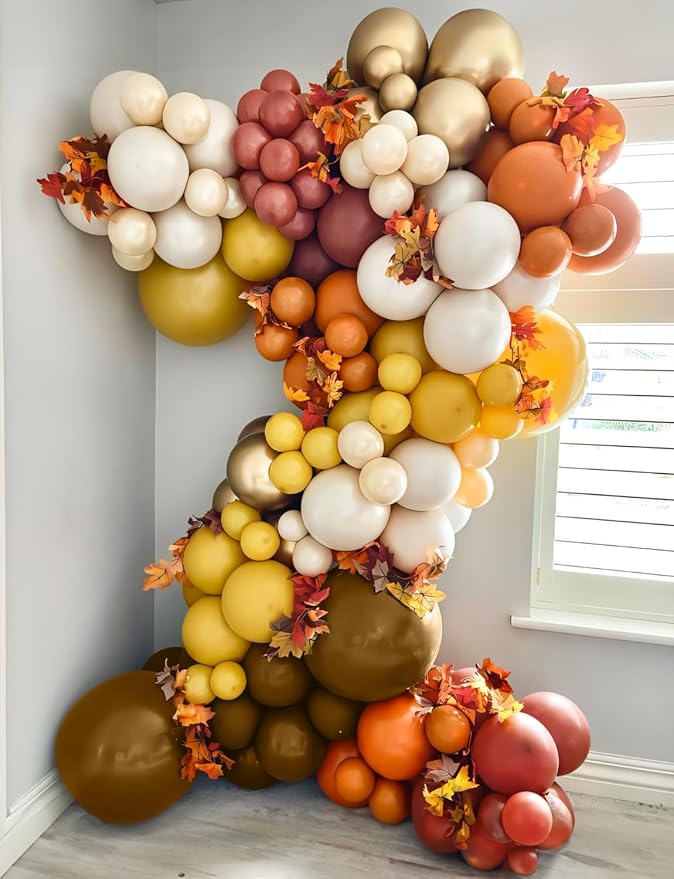 Fall Balloons - 12 Inch Thanksgiving Balloons, 50Pcs Brown Orange Sand Gold Balloons,Fall Color Balloon for Family Dinner, Harvest Festival, Autumn Party & Thanksgiving Decorations