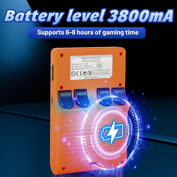 R40S Pro Handheld Game Console, Over 30,000 Pre-Installed Games, More Than 20 Retro Emulator Systems, 3.5 inch IPS Full-View HD Screen，256GB (Yellow)
