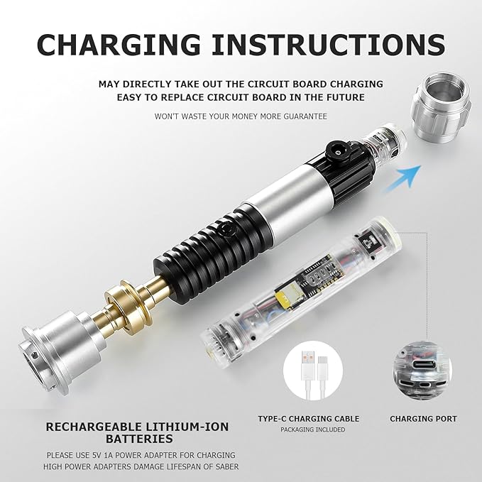 Upgrade App Control OBW Dueling Lightsaber, Smooth Swing 34 Sound Effects 12 Light Effects, 16 Colors and Infinite Change Metal Light Saber for Adults (Pixel-OBW)