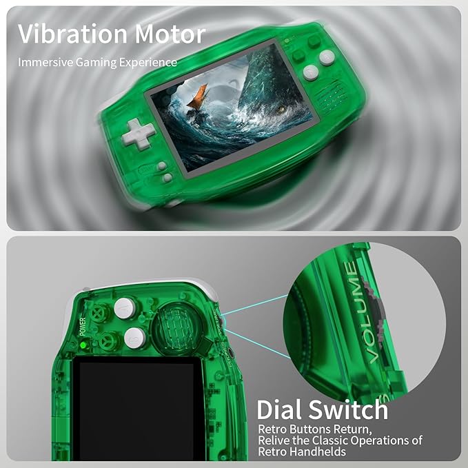 RG34XX Retro Handheld Game Console 3.4" IPS Screen 32G Linux 64-bit System RG 34XX Portable Video Gaming Console Support WiFi Bluetooth,Streaming,HD TV Output,with Protecting Bag (TR Green)