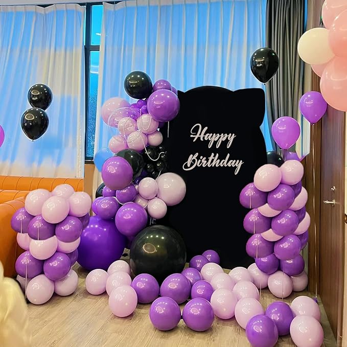 Purple Pink Balloons, 12 Inchs Black Pink Purple Metallic Purple Balloons, Pink and Black Birthday Balloons for Birthday Party Baby Shower Wedding Decorations
