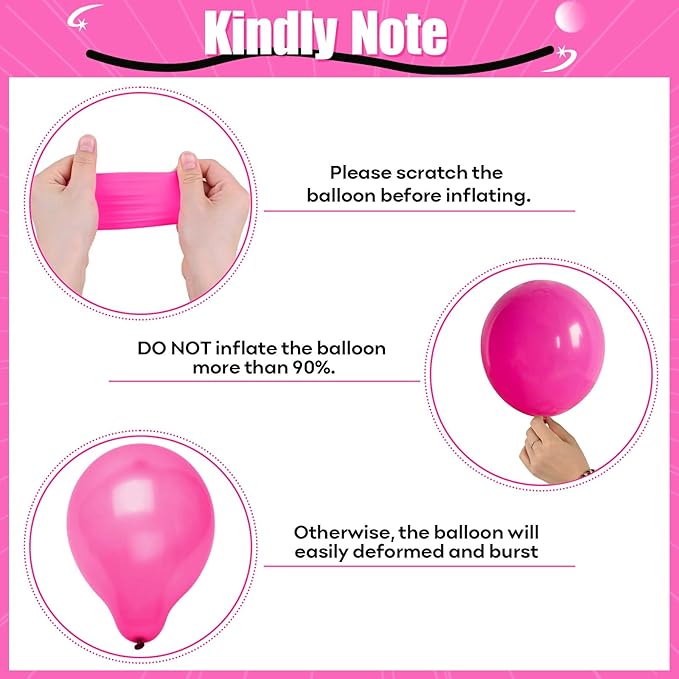 Pink and Black Balloons, 60PCS 12 Inch Hot Pink and Black Balloon Rose Gold Confetti Balloons for Hot Girls Women Birthday Party Baby Bridal Shower Party Decorations