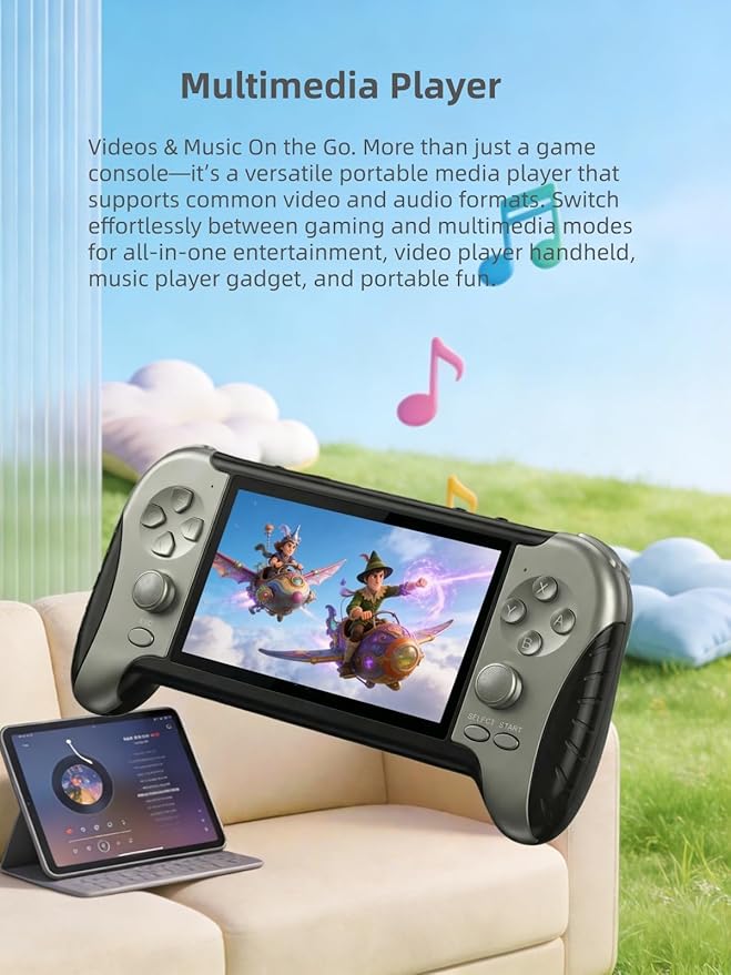 4.3-Inch HD Screen Portable Retro Game Console with Built-in Classic Games – Instant Save, TV Output, Video/Music Player, Rechargeable Battery, for Teens & Adults