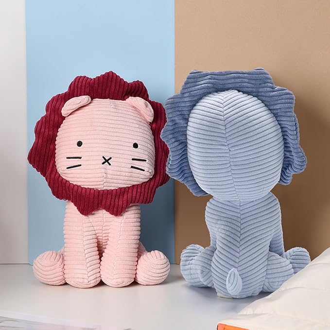 Lion Plush Corduroy (Pink) 11" Stuffed Animal for Baby, Toddler, Kids, Adults - Lion Corduroy Toy-Adorable Toy Made from Kid-Friendly, Quality Material