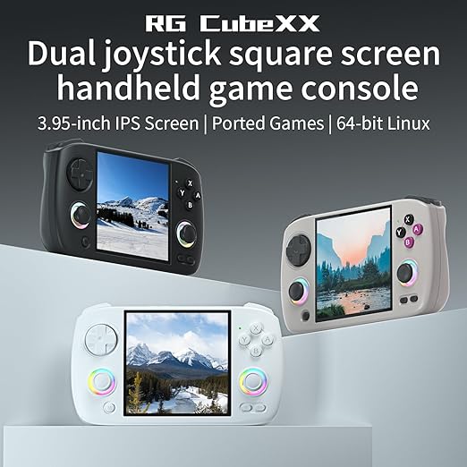 RG CubeXX Retro Handheld Game Console , 3.95 Inch IPS Screen Linux System Built-in 64G TF Card 5056 Games Support TV Output 5G WiFi Bluetooth 4.2(Gray)