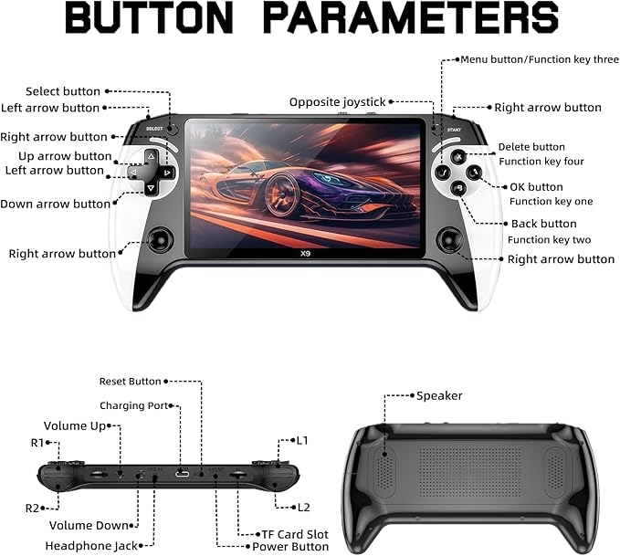 X9 Retro Handheld Game Console,Retro Game Console,5.5-Inch HD IPS Screen, 20,000+ Classic Games, TV Output, Bluetooth Controller, Expandable Storage, 5-Hour Battery Life