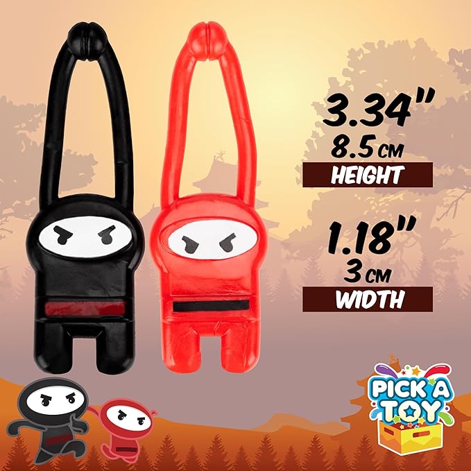 PICK A TOY Ninja Toys for Boys & Girls Party Favors Supplies Stretchy Flying Ninjas 12-Pieces, Slingshot Toys Mini Toy Stuffers, Karate Birthday Goodie Bags & Ninja Party Favors Easter Egg Filler