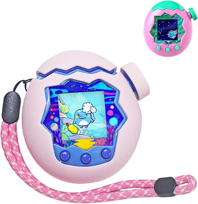 for Tamagotchi Paradise Case– Silicone Hard Shell Cover for Tamagotchi Paradise Electronic Pet,Waterproof Sweatproof Washable Shockproof Anti-Drop 360°Full Protection(Pink)