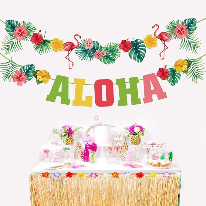 Hawaiian Aloha Party Decorations,Luau Theme Party Supplies,Summer Beach Party,Tropical Birthday Party Decorations