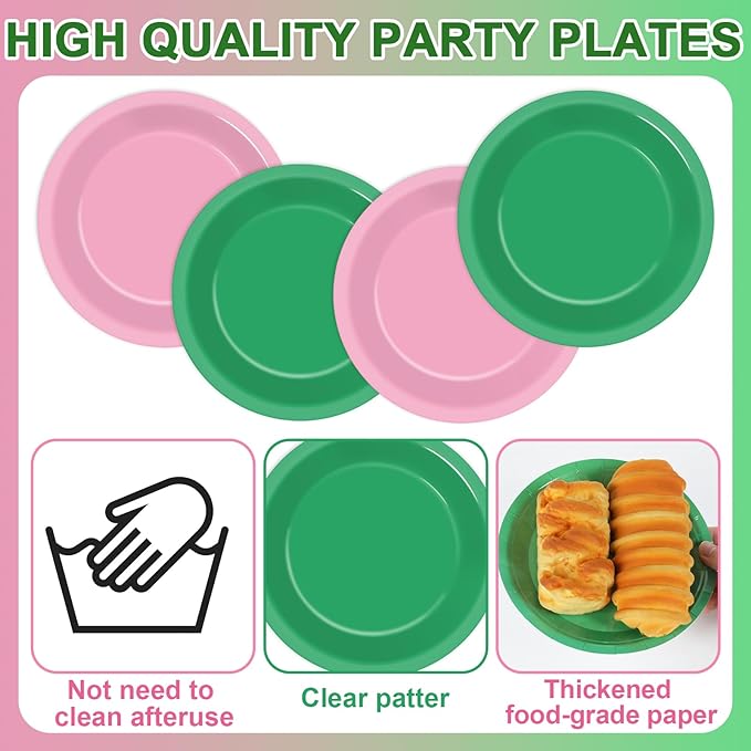 100 Pcs Pink and Green Party Supplies Halloween Witch Paper Plates and Napkins Crown Witch Hat Shape Napkin Disposable Dessert Cake Tableware Set for Women Girls Birthday Baby Shower Party Decorations