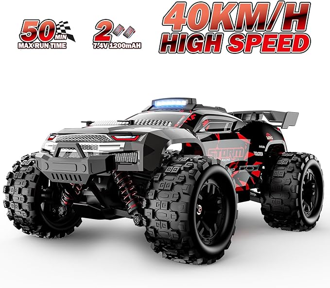 KGF 1:18 Scale All Terrain RC Cars, 40km/h High Speed Remote Control Car, 2.4Ghz RC Car Toys Gifts for Kids and Adults, 4WD Electric Vehicle with 2 Rechargeable Batteries, Off Road Monster Truck