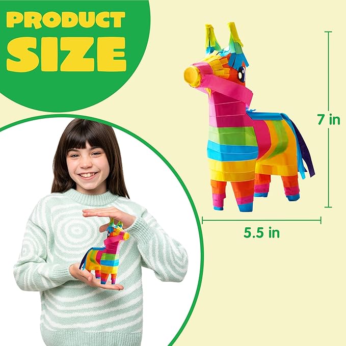 3 pcs Mini Donkey Pinatas 7"x5.5" Cinco De Mayo Rainbow Color for Fun Fiesta Taco Party Supplies, Luau Event Photo Props, Mexican Theme Decoration, Carnivals Festivals, Taco Tuesday Event