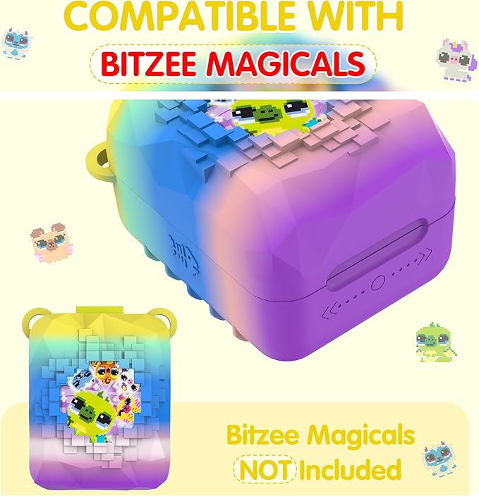 Silicone Case for Bitzee Magicals Interactive Toy, Anti-Scratch, Washable, Shockproof Silicone Protective Cover for Bitzee Magicals Interactive Toy Accessories with Lanyard - Colorful