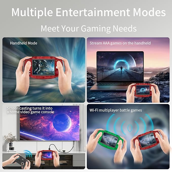 RG34XX Retro Handheld Game Console 3.4" IPS Screen 32G Linux 64-bit System RG 34XX Portable Video Gaming Console Support 5G WiFi Bluetooth,Streaming,HD TV Output,With Protecting Bag(Transparent Red)