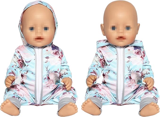 SOTOGO 5 Sets Doll Clothes Outfits Jumpsuits with Hats for 14 to 17 Inch New Born Dolls, American 18 Inch Dolls Clothes and Accessories