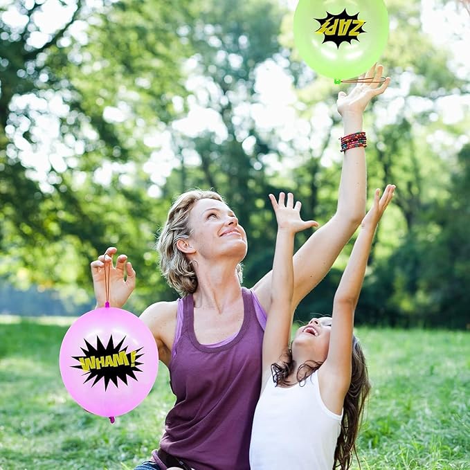 30Pack Hero Punch Balloons for Kids, Party Game Favor Supplies Decorations, Assorted Color Comic Hero Design Punch Balloons for School Classroom Game, Kids Hand Out