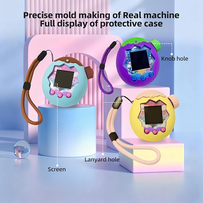 Silicone Cover for Tamagotchi Paradise, Case for Tamagotchi Paradise, Silicones Protective Slim Case with Lanyard Screen Protector Cover for Tamagotchis ParadiseChristmas Gifts for Boys or Girls