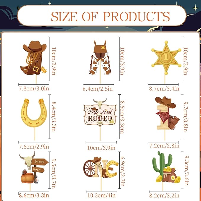 My First Rodeo Decorations Boy - Wxiben 36PCS First Rodeo Birthday Decorations Boy Cowboy Hats Cupcake Toppers Cowboy Birthday Brown Cupcake Pick Decor Western Theme 1st Birthday Party Supplies