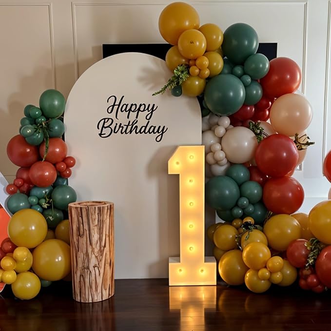 Green Yellow Brown Balloon Arch Kit,Dusty Green Mustard Yellow Brown Sand White Balloons for Kids Boy Safari Jungle Wide Birthday Party Decorations Baby Shower Wedding Cartoon Party Supplies