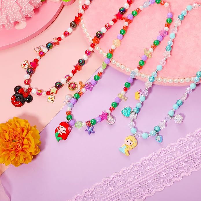 PinkSheep Toddler Jewelry Kids Necklace Choker and Bracelet 3 Pack 9pcs, Little Girls Jewelry In Box, Flower Girl Gift Kids Girls Accessories