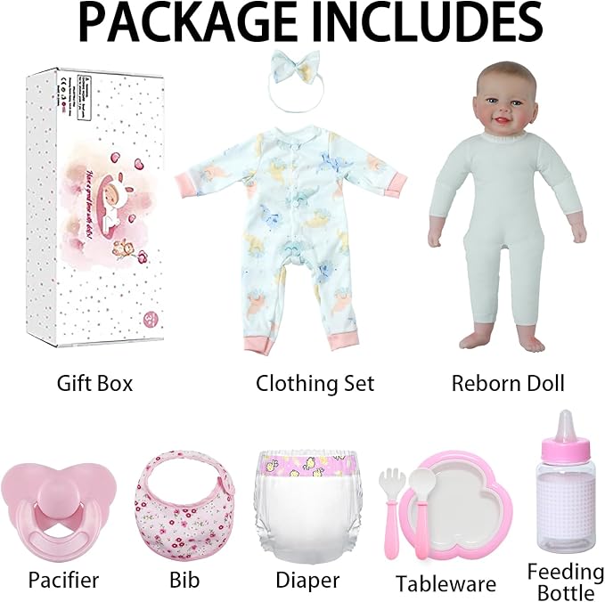 SCOM Baby Doll Girl, 18 inch Realistic Soft Body Baby Doll Real Life Cute Baby with Accessories for 3+ Year Old Christmas Birthday Gifts