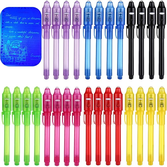 SCStyle Invisible Ink Pen 31Pcs Latest Spy Pen with uv Light Magic Spy Marker Kid Pens for Secret Message and Birthday Party,Writing Secret Message for Easter Day Halloween Christmas Party Bag Gift