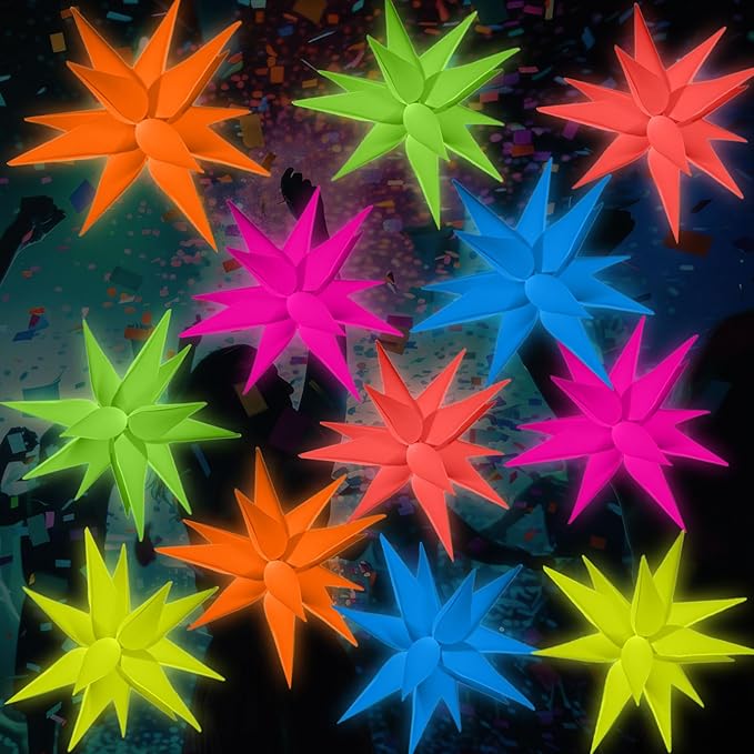 12 Pcs 22 Inches Explosion Glow in The Dark Neon Balloon Glow Party Supplies Foil Fluorescent Balloon 90 80s Hip Hop for Christmas Happy New Year Birthday Wedding Anniversary Backdrop Decor
