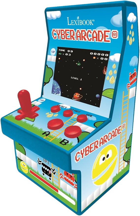 Lexibook Cyber Arcade Portable Retro Game Console, 200 Games, 2.8’’ LCD Colour Screen, Compact, Battery Operated, Blue/Green, JL2940