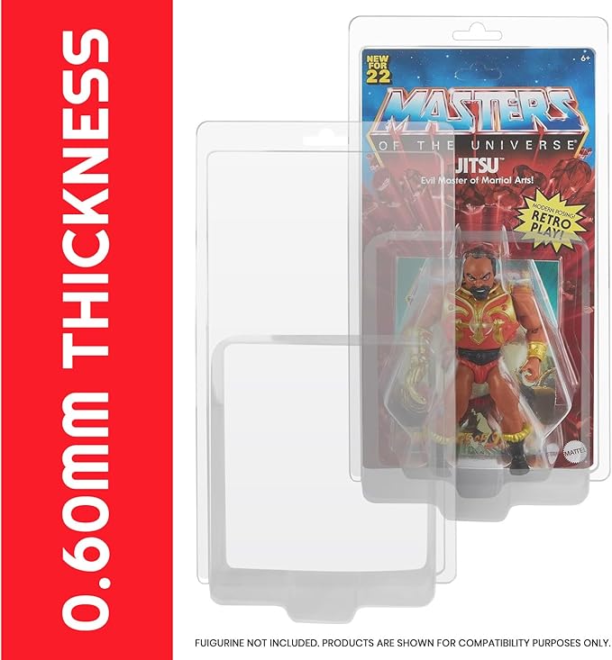 EVORETRO Thick PET Clamshell Display Case Protector for Masters of The Universe Carded Action Figure Box - 5.5 Inch Motu Carded Blister Pack PET Clear Case, 0.60MM Thick, Scratch Resistant, (10 Pack)
