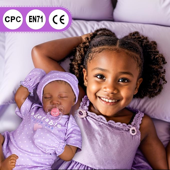 Aori Reborn Baby Dolls Black - Realistic Baby Doll Girl Black 18-inch, Real Life Soft Vinyl American Doll, Nice Gift for Kids, New-Parents, Grand-Parents, Doll Collectors