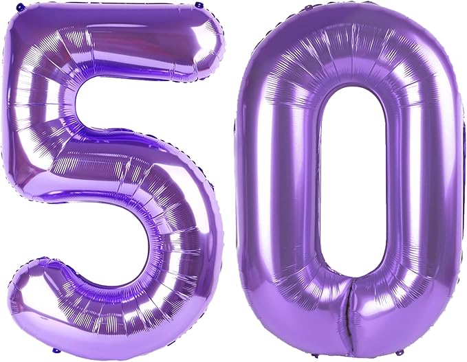 40 Inch Purple Number 50 Digital Balloon,Jumbo Mylar Foil Helium Balloon for 50 Balloons for Birthday Party,Wedding Anniversary Party Decorations