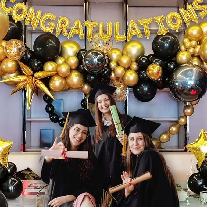 100pcs Black and Gold Balloons 12 Inch Metallic Gold and Black latex Party Balloons for Birthday Retirement Graduation New Year's Eve Party Decorations