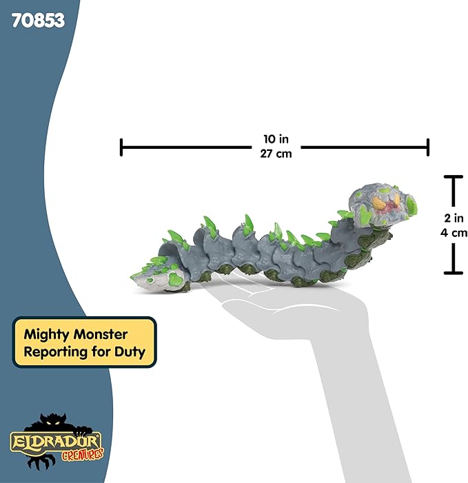 Schleich Eldrador Creatures - 11" Stone Worm Toy - Movable Bug Beast Figure for Boys and Girls - Imaginative Play Fantasy Snake Figurine - Durable Monster Toys for Kids Ages 7+ | 70853