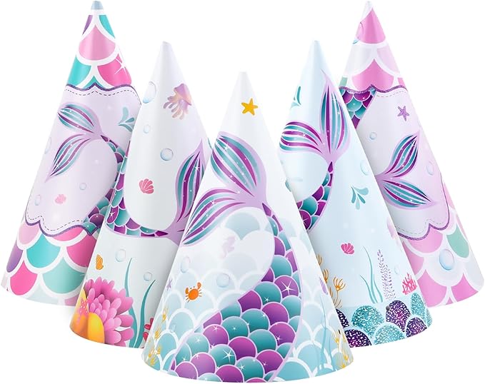 WERNNSAI Birthday Party Hats - 12 Pcs Birthday Party Supplies Cone Hat Headbands Colorful Paper Party Hats for Kids