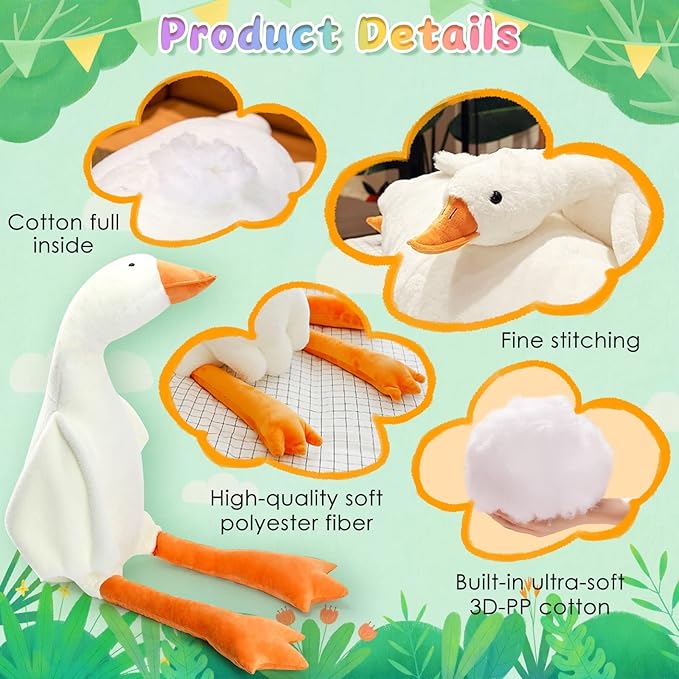 CottonStar Goose Stuffed Animal 75 Inch Plush Toy, 6 Foot Giant Duck Plush, Super Soft Huge Plushies Pillow Hugging, Gift for Kids and Friends, White