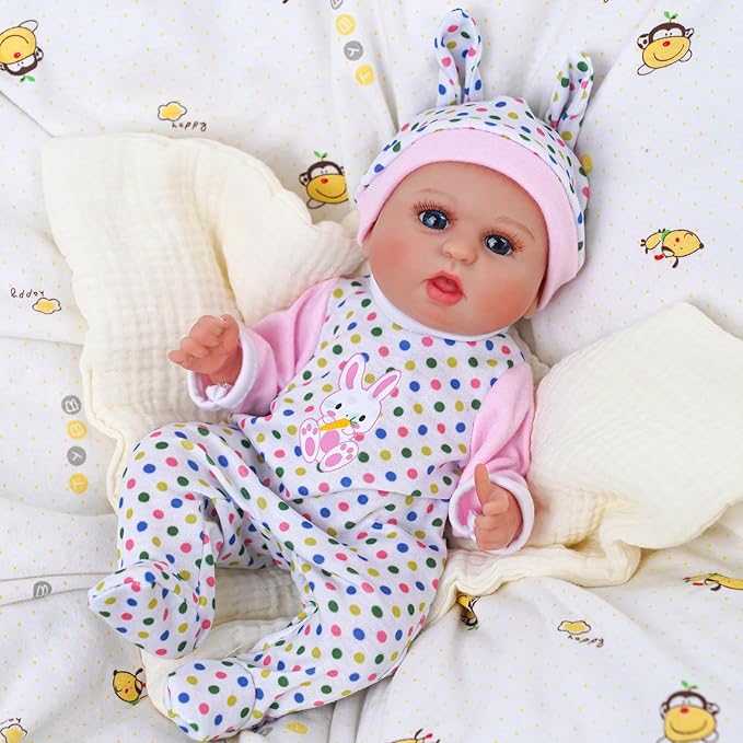 BABESIDE 3 Set Alive Baby Doll Clothes for 8-12 Inch Dolls, Doll Clothes Outfits, Baby Doll Accessories Romper Suit, Coat and Hat for Baby Dolls,Pretend Play Accessories for Girls